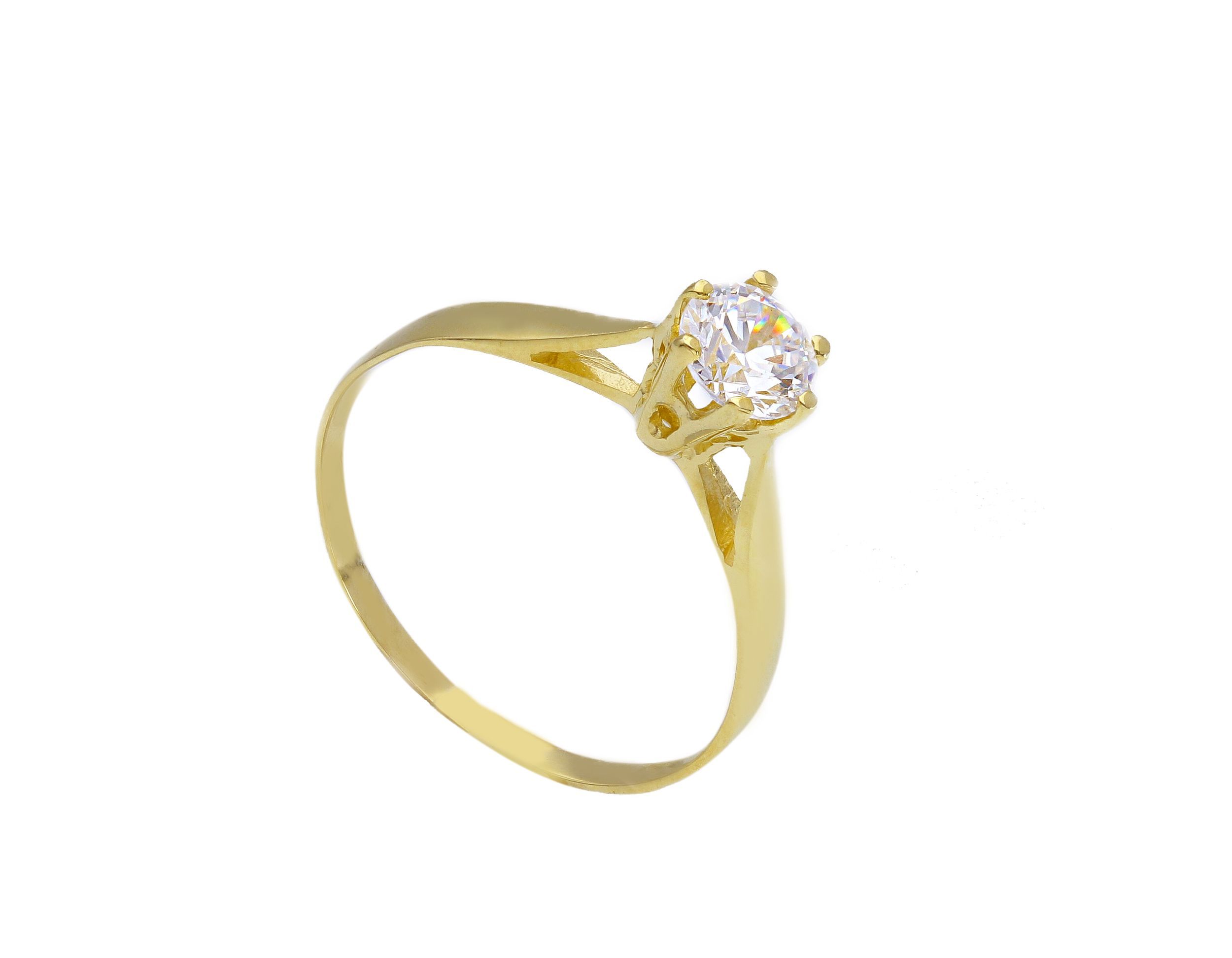 Single stone k9 gold ring with zirkon (S162155)